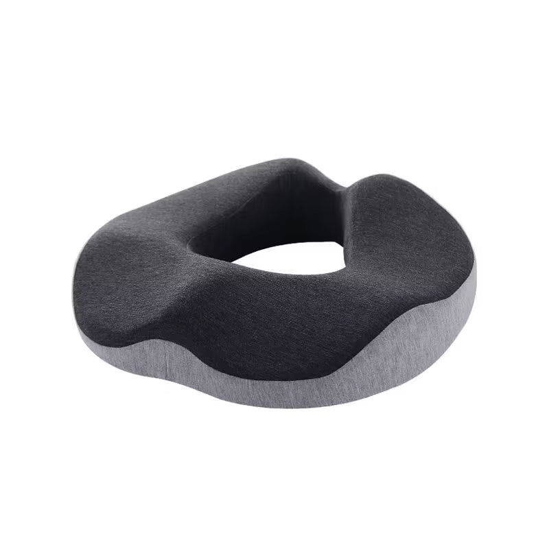 coussin d'assise à découpe coccyx en anneau, coloris noir et gris