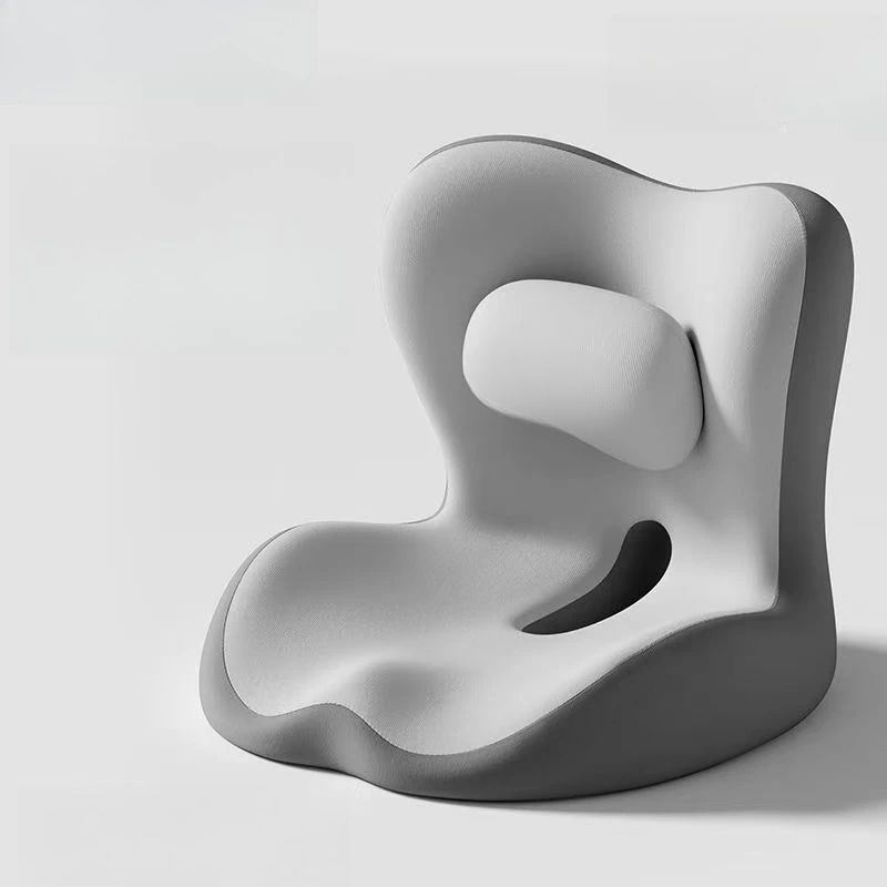 coussin assise et dossier moulé gris, vue de trois quarts