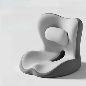 coussin assise et dossier moulé gris, vue de trois quarts