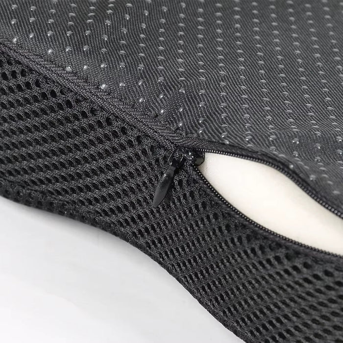 housse déhoussable du coussin à découpe coccyx en U, gros plan fermeture éclair