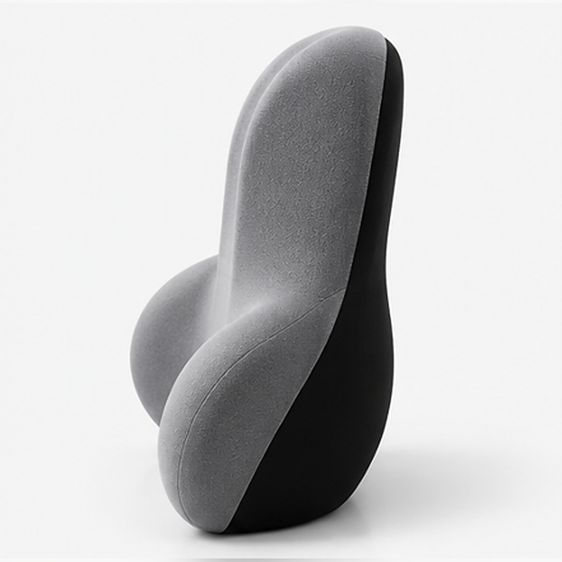 coussin lombaire ergonomique gris et noir, vue de côté