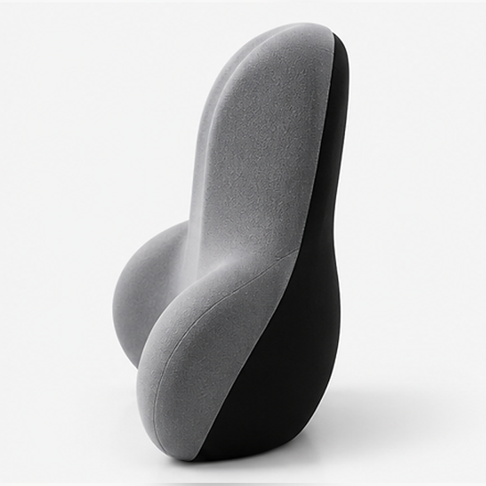 coussin lombaire ergonomique gris et noir, vue de côté