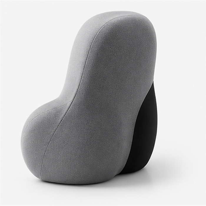 coussin lombaire ergonomique gris et noir, vue arrière